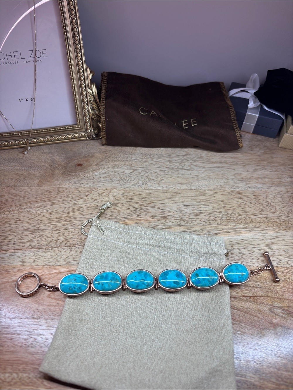 Turquoise Stone Link Bracelet - Unbranded
